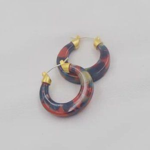 NWT Madewell Acetate Hinged Post Hoop Earrings Holiday Multi
